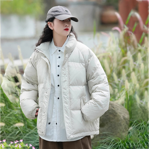 LOGULEYA90设计感白鸭羽外套2023冬新款加厚保暖背后刺绣羽绒服女