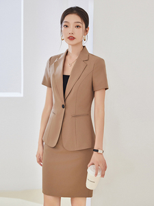 高档销售员工作服女夏季短袖办公室职场西装职业套装物业管理服装