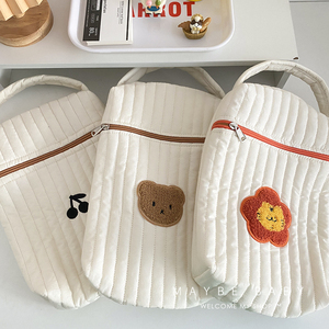 韩国ins婴儿尿片奶瓶收纳袋绗缝外出多功能妈咪包卡通整理手提包