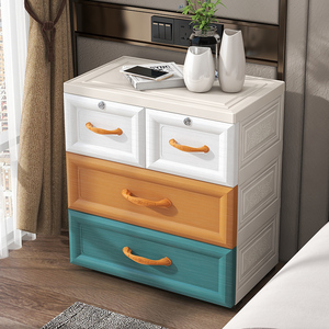 床头柜简约现代塑料抽屉式小柜子小户型床边储物柜卧室家用收纳柜