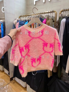 香港代购PINKO/品高专柜正品女装拼色短袖套头针织衫1G16WS-Y7G4