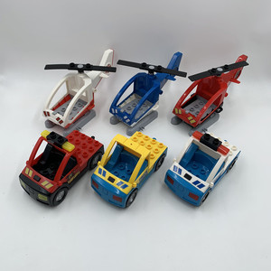 兼容乐高大颗粒积木散件电动警车消防车救援飞机救护车玩具灯音乐
