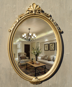 金色欧式壁挂椭圆玄关装饰镜浴室镜防水卫生间镜梳妆台镜化妆镜子