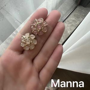 Manna镶钻花朵金属纽扣水晶钻外套皮草钮扣女装饰裙子大衣扣子