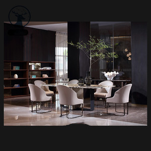 现代轻奢不锈钢餐桌椅组合进口奢石潘多拉长餐桌家用餐厅高端家具