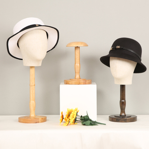 包布头模帽子展示架假人头饰品头模帽架实木台式帽托服装店帽架A4