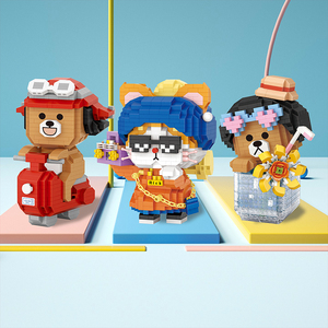 LOZ俐智积木 戴珍珠耳环的喵猫饮品熊微钻小颗粒拼装玩具益智卡通