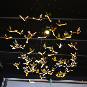 吊饰环境布置天花板挂件酒店商场空中室内装饰电镀小鸟珠宝店吊饰