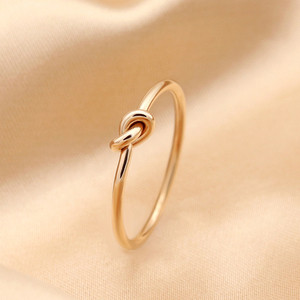 绳结线条素圈戒指女时尚个性设计小众钛钢18k玫瑰金食指简约精致