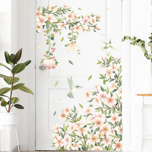 可移除墙贴纸植物花朵叶子客厅卧室温馨床头房门装饰墙面贴花防水