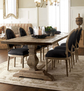 美式乡村实木餐桌椅组合欧式餐台法式复古做旧长方形吃饭桌会议桌