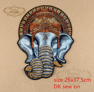 大号印度大象印花布贴 手工钉珠大象外贸精品服装辅料欧美风原单