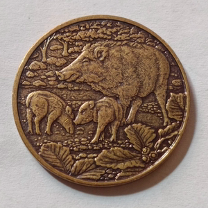 亚洲 2019年日本大藏省造币局套币乙亥年猪生肖纪念章 仿古27mm