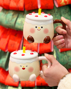 生日快乐礼物杯子陶瓷杯马克杯带盖家用可爱喝水咖啡杯高颜值礼盒