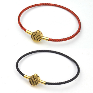 2.5毫米钢丝绳手链可穿珠硬金黄金转运珠绳子串珠配绳红绳黑绳