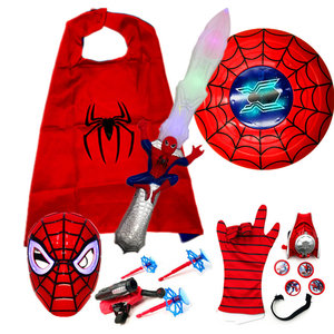 儿童蜘蛛侠盾牌玩具圆盘披风超人剑cos万圣节动漫面具发射手套男