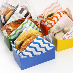 打包纸盒垫纸汉堡便当外带船型盒三明治贝果厚蛋烧吐司纸托手拿盒