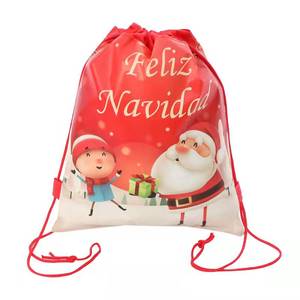 merry christmas圣诞老人束口袋礼品袋 儿童游泳包零食背包补习袋