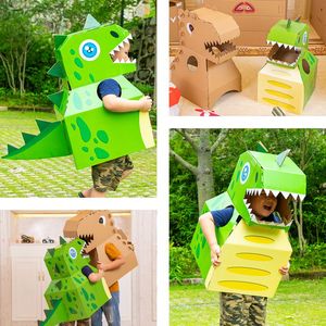儿童diy手工纸箱恐龙模型纸壳制作玩具可穿戴纸盒霸王龙抖音同款
