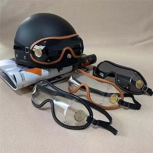 通用日式复古头盔防风镜哈雷眼镜骑行瓢盔护目镜,跳伞眼镜马术眼