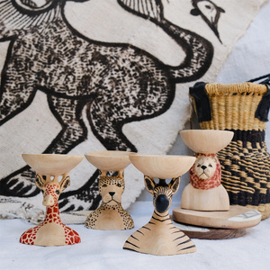 非洲肯尼亚手工动物木雕装饰摆件首饰收纳小众木质