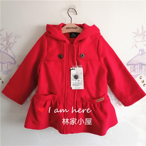 韩版正品阿路儿童装女童宝宝秋冬款红色毛呢子大衣外套A17H1CO632