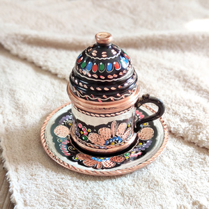 土耳其进口紫铜纯手工复古宫廷高档欧式珐琅彩精致隔热咖啡杯礼品