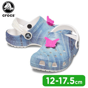 日本代购 CROCS卡洛驰 牛仔布印花儿童洞洞鞋休闲凉鞋拖鞋沙滩鞋