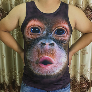 搞笑大猩猩背心男夏季个性恶搞3D动物猴子短t恤大码衣服无袖马甲