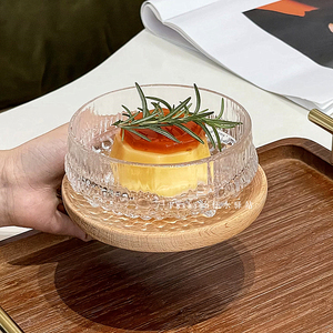 法式冰晶燕窝碗碟透明甜品碗水果沙拉玻璃雨滴碗精致冰淇淋甜汤碗