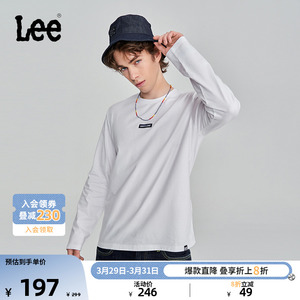 Lee标准版型圆领小logo刺绣男经典色长袖T恤打底衫LMT0070913RX