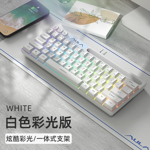 狼蛛F3061机械手感键盘64键有线迷你RGB台式笔记本电脑便捷