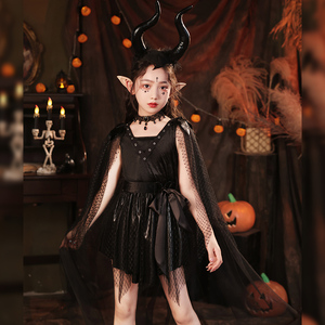 万圣节儿童服装 cosplay女巫婆角色扮演女童吸血鬼暗夜精灵连衣裙