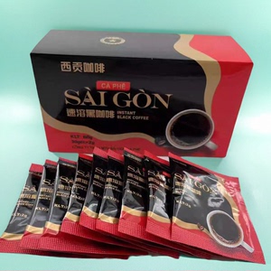 越南西贡无蔗糖纯黑咖啡粉固体饮料进口速溶黑咖啡