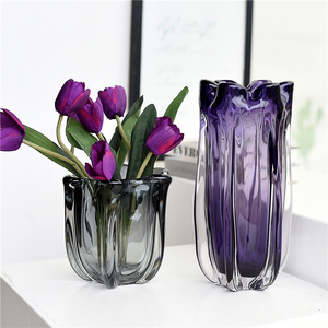 出口紫罗兰水晶琉璃艺术花瓶北欧简约家居装饰品摆件富贵竹水培