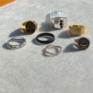 青岛外贸饰品出口欧美复古风组合戒指套装金属指环混搭个性尾戒