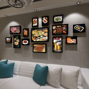 餐饮美食小龙虾餐厅烧烤装饰画有框画饭店挂画海报酒店菜品壁画