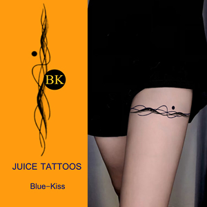 BLUEKISS蓝吻 海浪日落 线条草本纹身贴意境设计持久防水男女腿环
