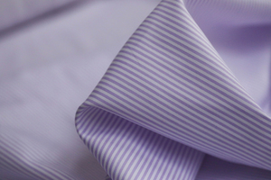 意大利进口薄款紫白竖条纹色织高支细腻斜纹真丝棉混纺设计师布料