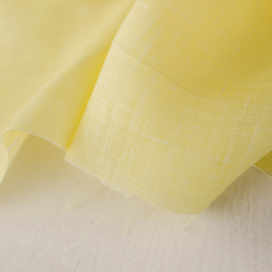 日本进口薄款淡明黄色细腻编织纯亚麻面料设计师连衣裙衬衫布料