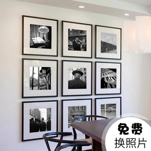 黑白摄影装饰画客厅餐厅组合挂画照片打印复古极简可定制免费换图