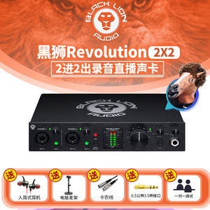 黑狮2X2声卡专业高端外置USB录音棚唱歌直播有声书配音用设备套装