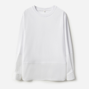 WTX06164 茉莉雅集 是衬衫也是T恤万能打底高支全棉针梭相拼长袖