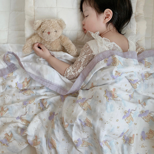 新生儿夏季A类竹纤维四层纱布盖毯儿童午睡薄被竹棉超柔软夏凉被