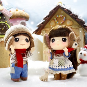 韩国正版 迷糊娃娃ddung冬已 18cm冬日情侣送支架 儿童节礼物