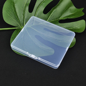 PP透明塑料盒130x120x16注塑包装盒长方形配件盒轻薄翻盖扁盒防尘
