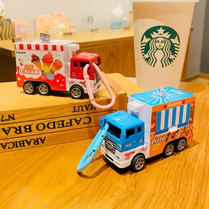 合金回力快餐车精致儿童玩具系列卡通创意汽车钥匙扣一对书包挂饰