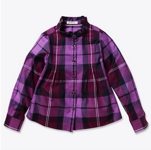 韩国品牌童装bean pole 春秋季新款 女童紫色大格衬衣