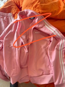 2022韩国运动服 粉色条纹套装IU欧阳娜娜同款女外套情侣