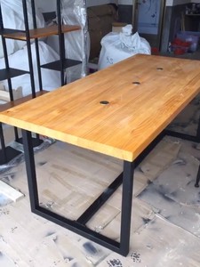 实木长形会议桌长桌简约现代办公桌工业风长条大桌子loft桌